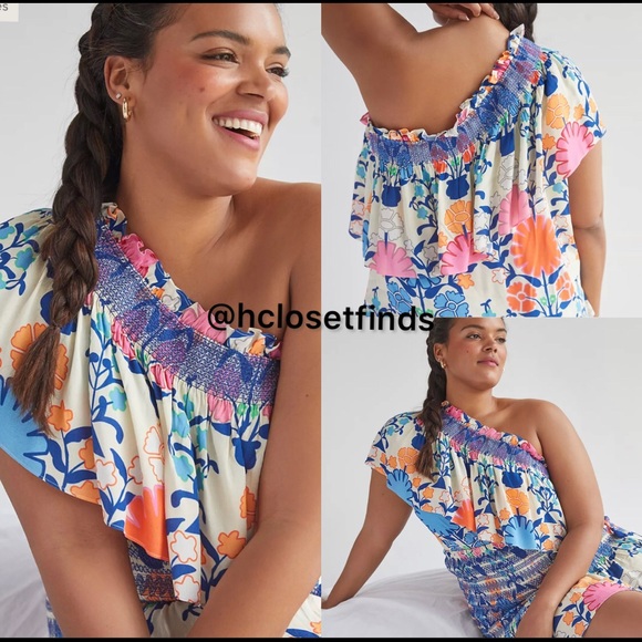 Anthropologie Tops - HP!! 🎈 NWT Plenty by Tracy Reese Anthropologie Ruffle 1-Shoulder Floral Top 1X